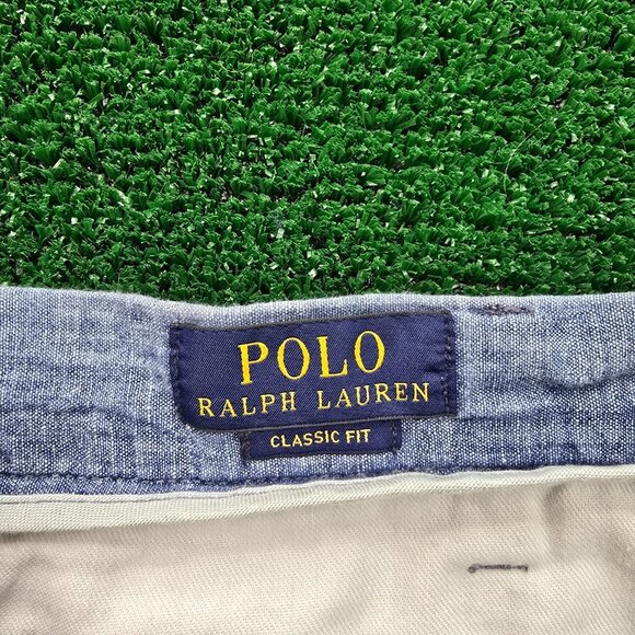 Polo Ralph Lauren Shorts Mens 42 Blue Chino Chambray Golf Classic Fit Preppy - Picture 5 of 8